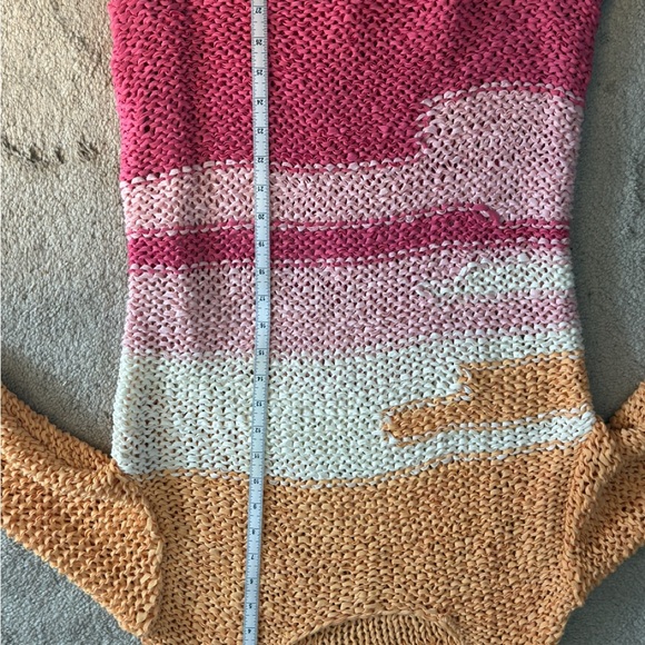J.Jill Open Knit Striped Sweater Coastal Beach Layer Pink Orange Lightweight - Picture 7 of 8